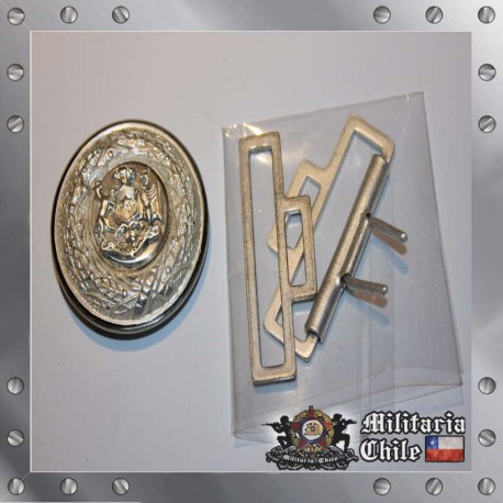 Hebilla Cinturon Caballeria Oficial Ejercito de Chile Plateado